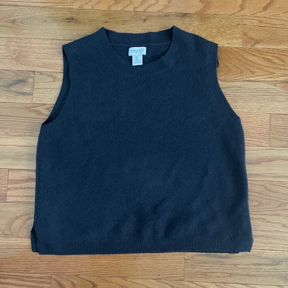 Song of Style Crewneck Sweater Vest Womens Large Blue Knit Sleeveless Tank Top L